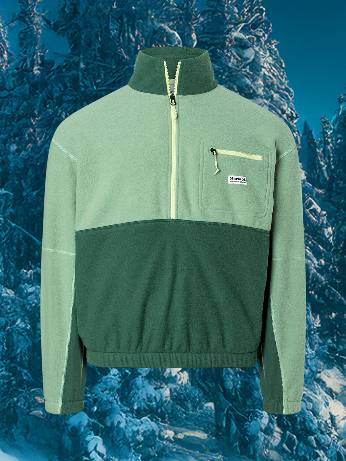 A colorblocked Marmot fleece pullover.