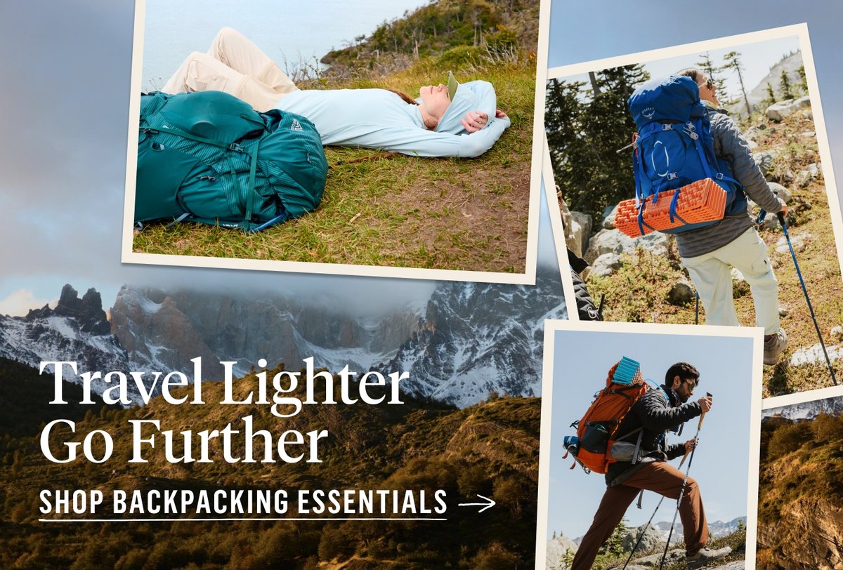Travel lighter, go further—backpackers resting and hiking in the mountains. Shop backpacking essentials.