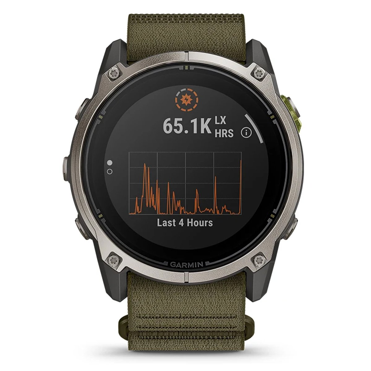 The Garmin Enduro 4 shows a line graph detailing the last 4 hours.