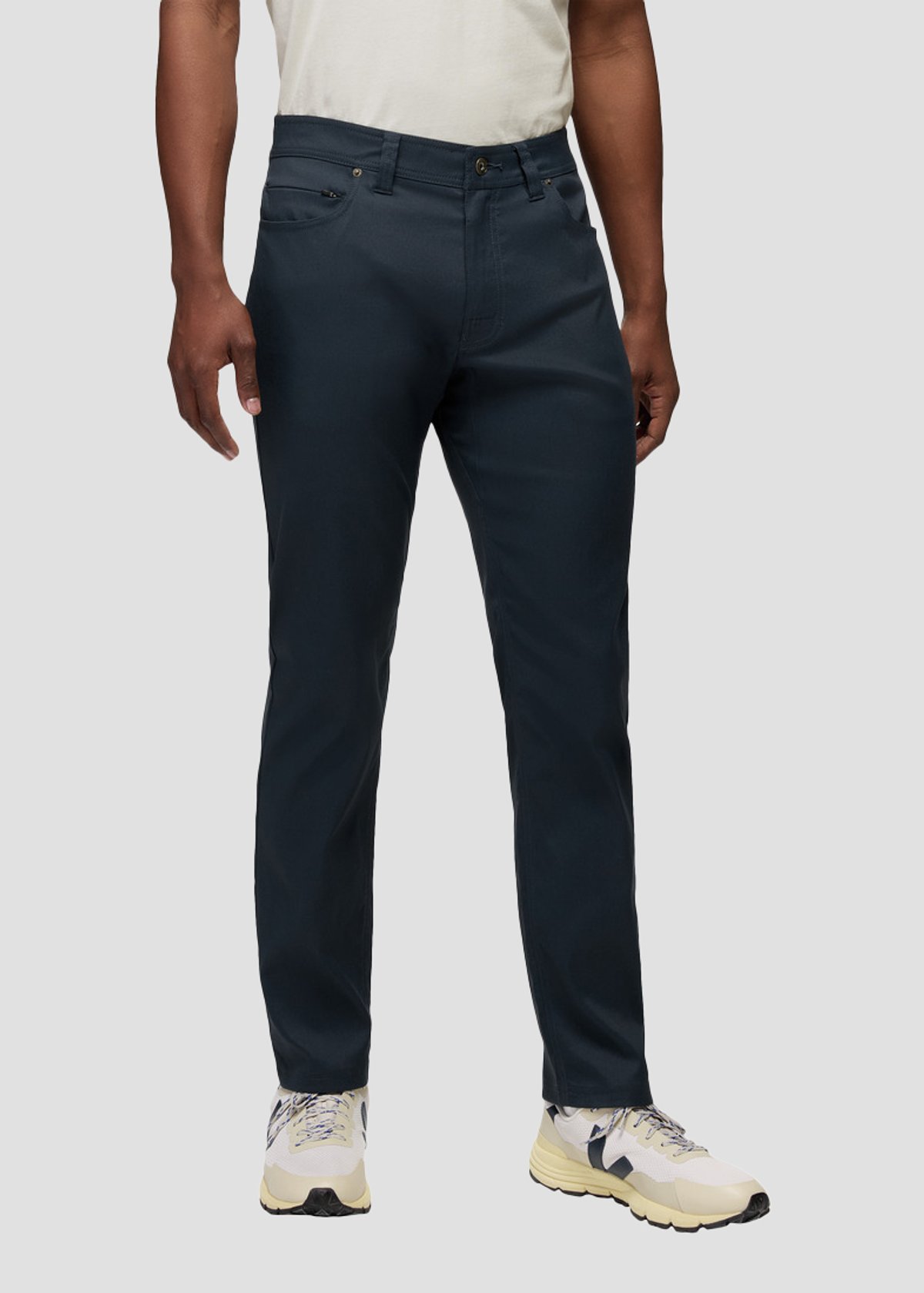 A closeup shot of the prAna Stretch Zion 5 Pocket Standard Pant.