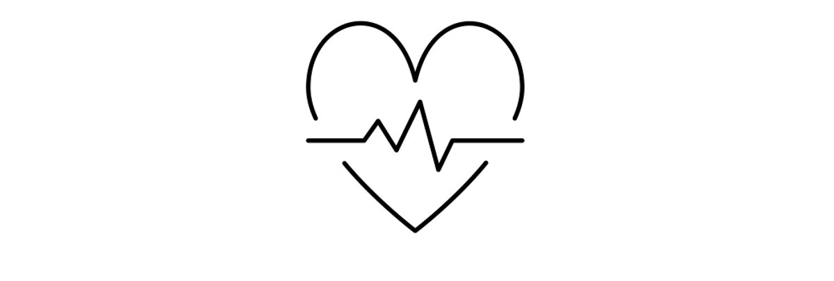 A heart with a line graph through the middle