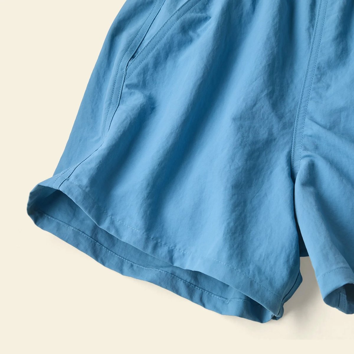 A closeup of the Baggies fabric, highlighting how light the fabric is. 