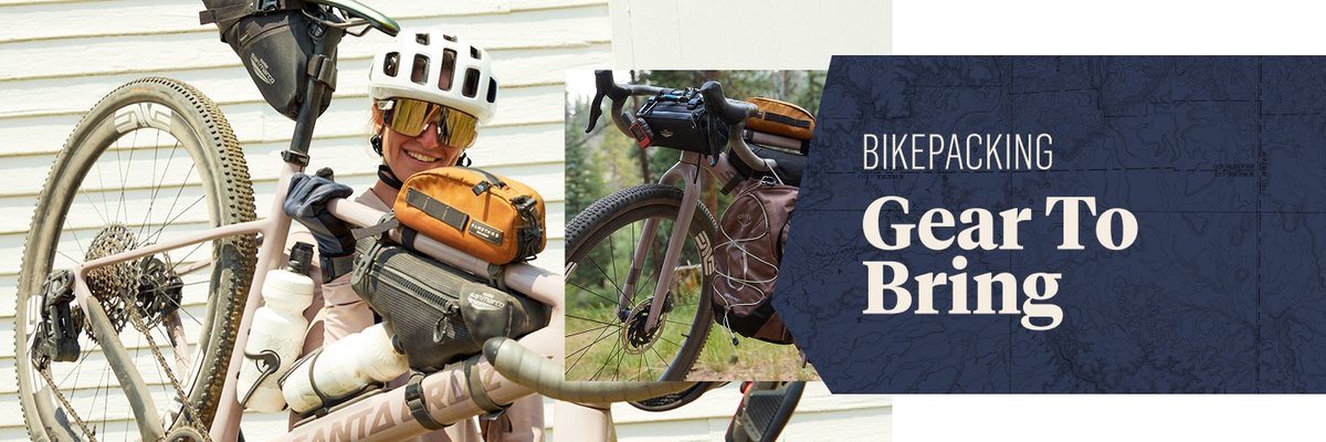 A rider packs their bike bag. The text overlay reads: Where to stay near the trails.