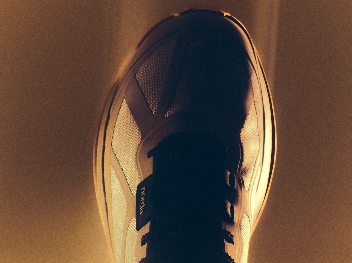 A top-down view of the new Norda 055 shoes.