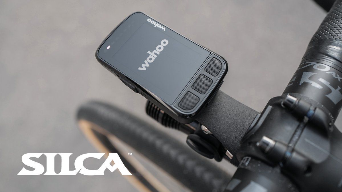 Wahoo cycling computer mounted on a mountain bike handlebar with SICA branding visible in the lower left corner.