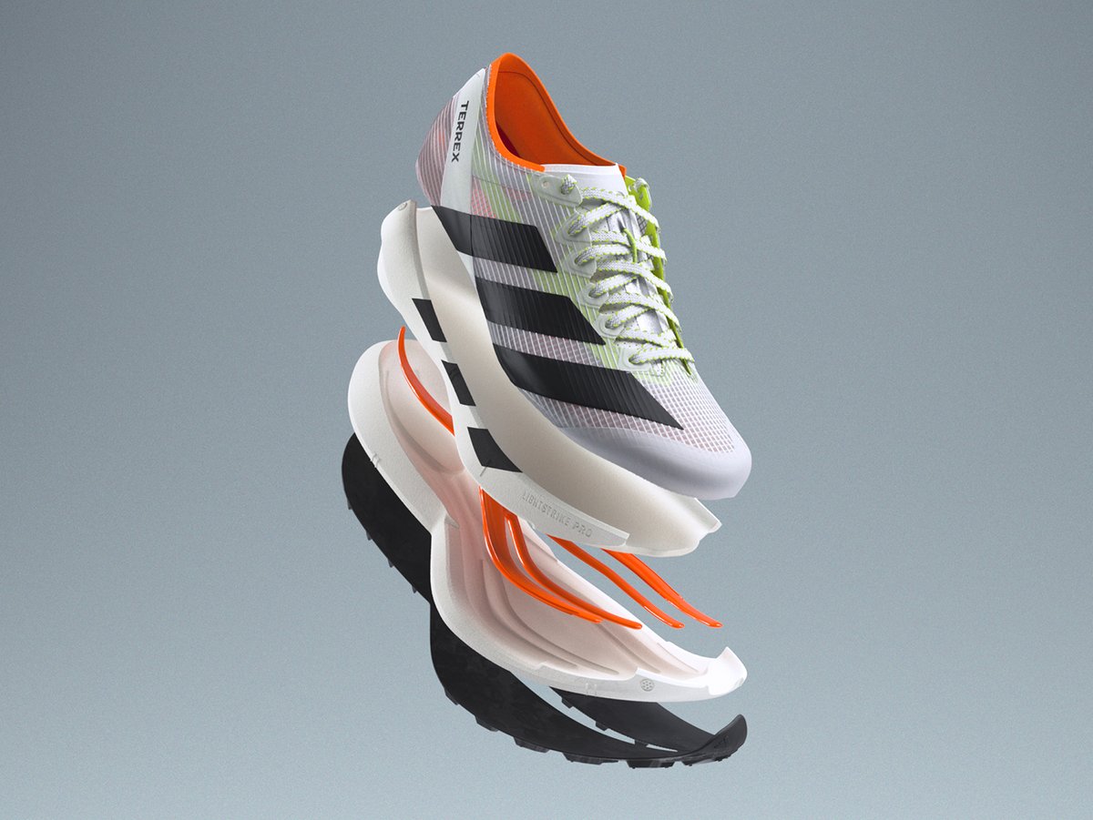Shoe brak-apart layered view showind different construction layers.