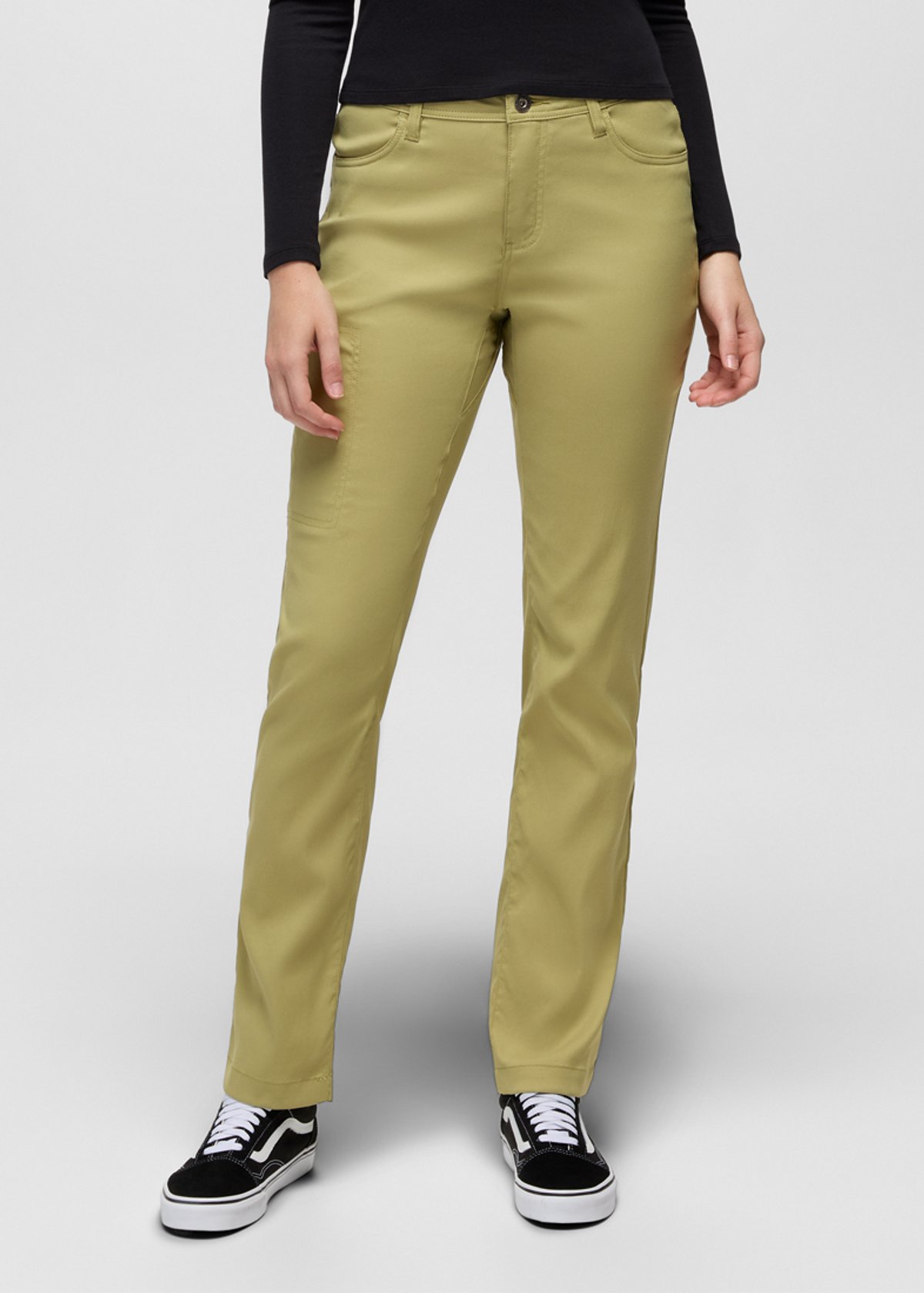 A closeup shot of the prAna Stretch Zion Halle Mid-Rise Straight Pant.