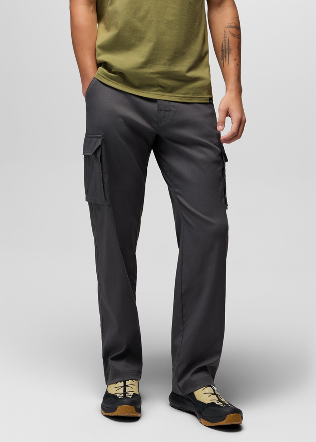 A closeup shot of the prAna Stretch Zion Cargo Relaxed Pant.