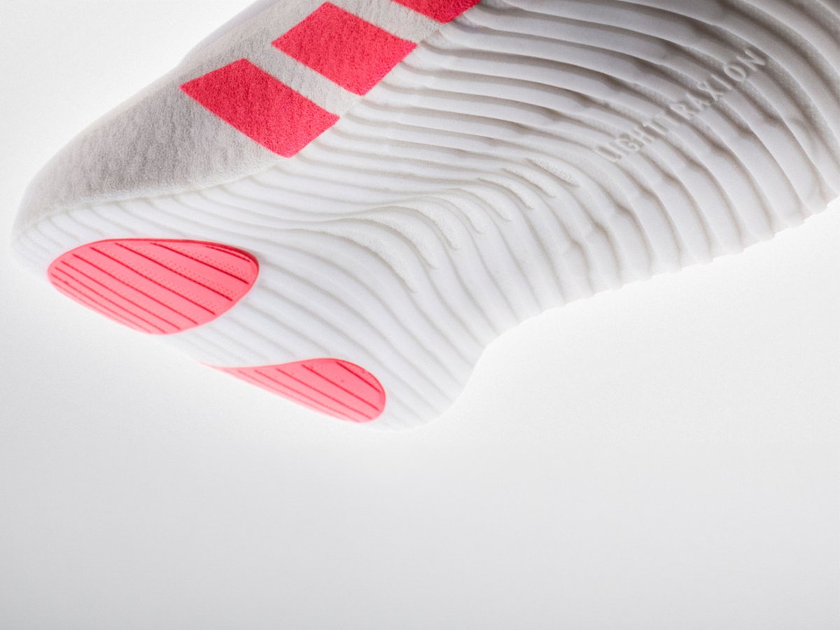 Detail of Adidas Hyperboost Edge full-length outsole tread.