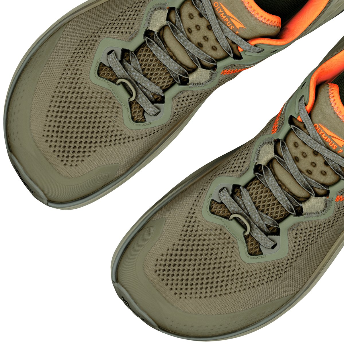 Detail shot from above of Altra Olympus 7 wide toe box shape.