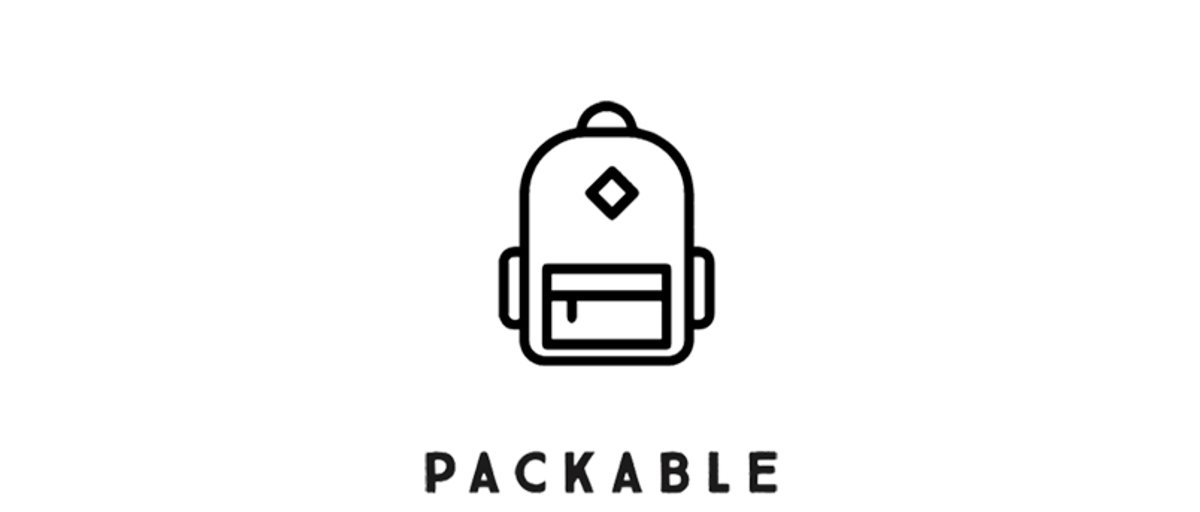 Graphic icon showing backpack with text that says"Packable".