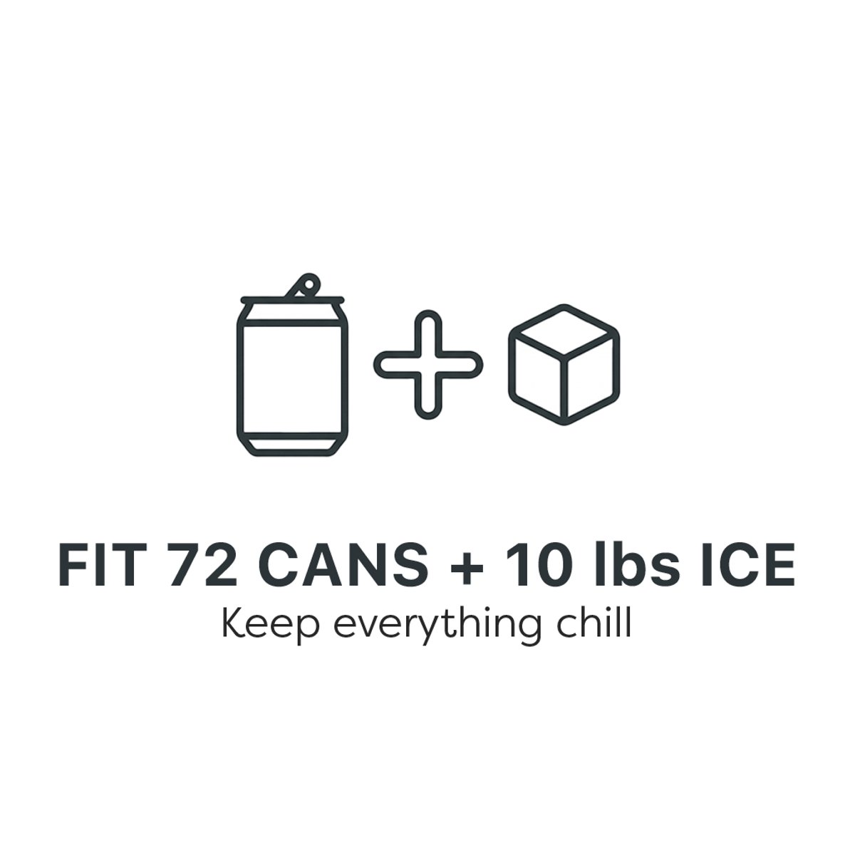 Fit 72 cans and 10 pounds ice. Keep everything chill.