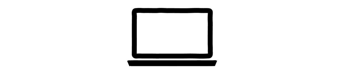 Laptop computer icon displaying a blank screen for digital product or online service representation.