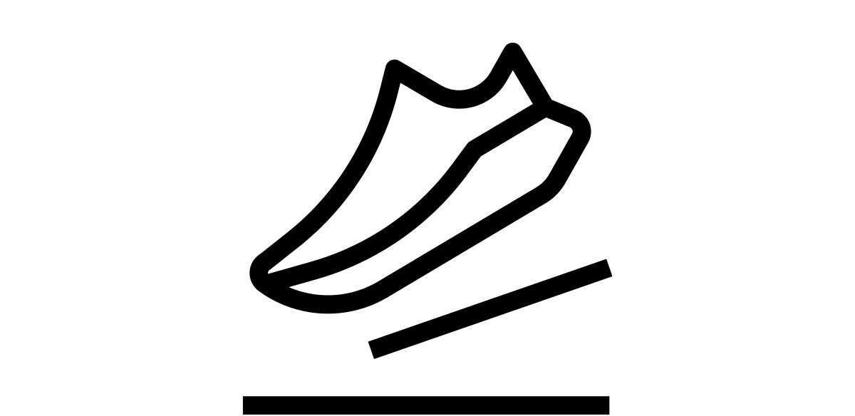 graphic icon of running shoe above road