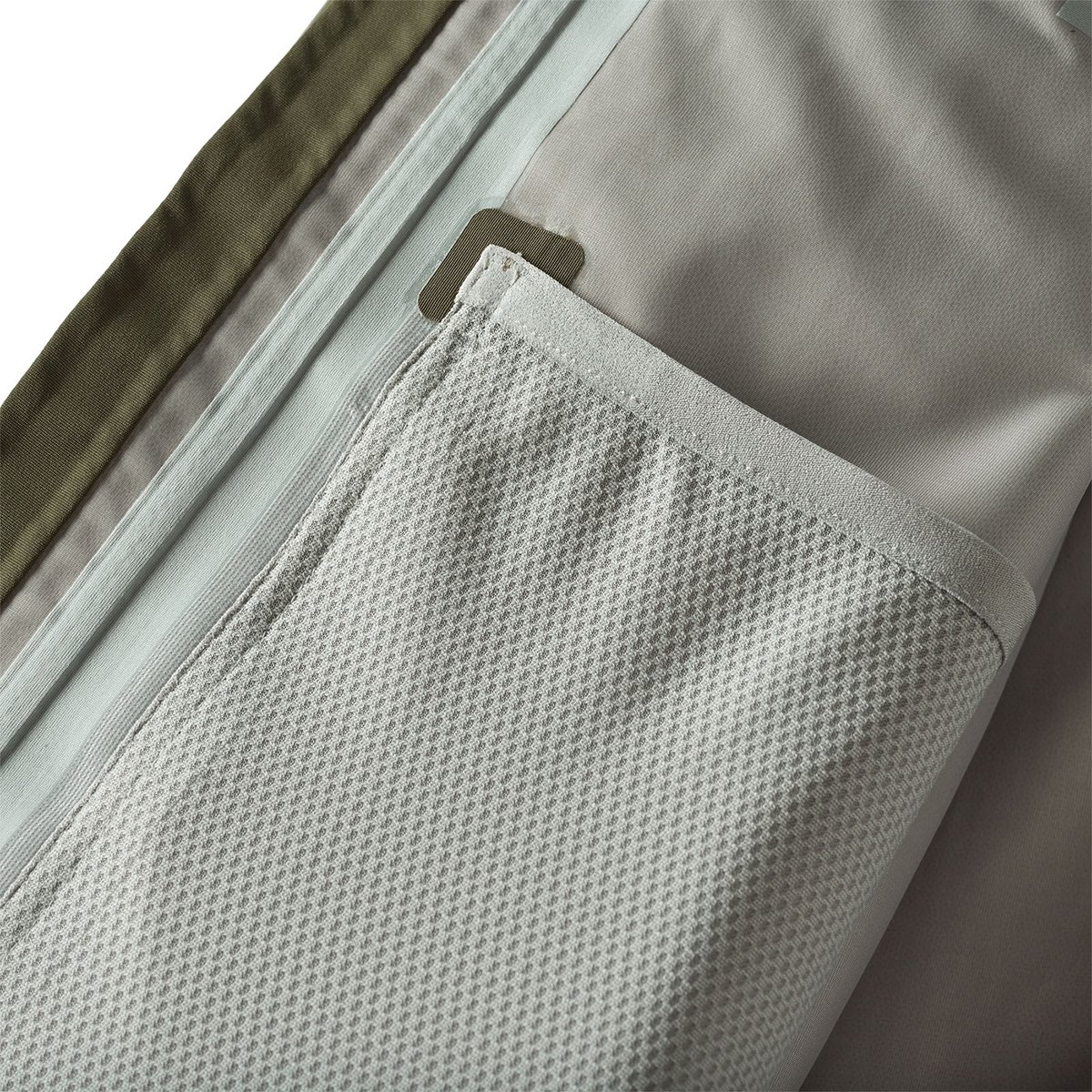 A closeup of the interior pocket on the Patagonia Swiftcurrent Jacket. 