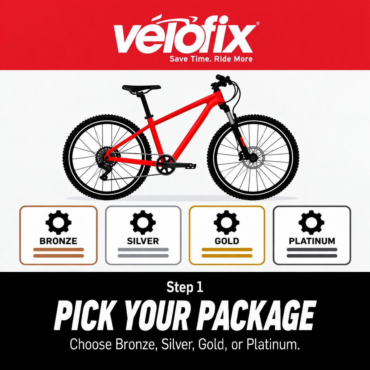 Step One: Pick your package. Choose Bronze, Silver, Gold, or Platinum.
