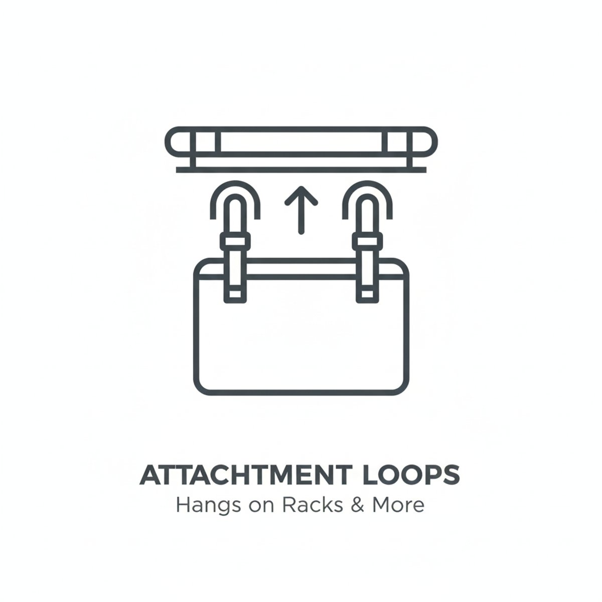 Attachment Loops: Hangs on racks and more.