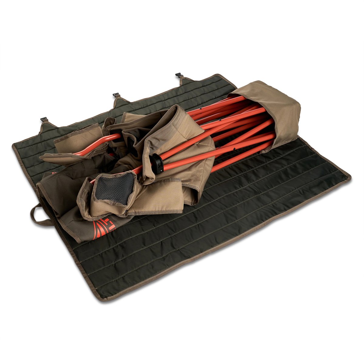The Kelty Loveseat is collapsed onto the carry-wrap.