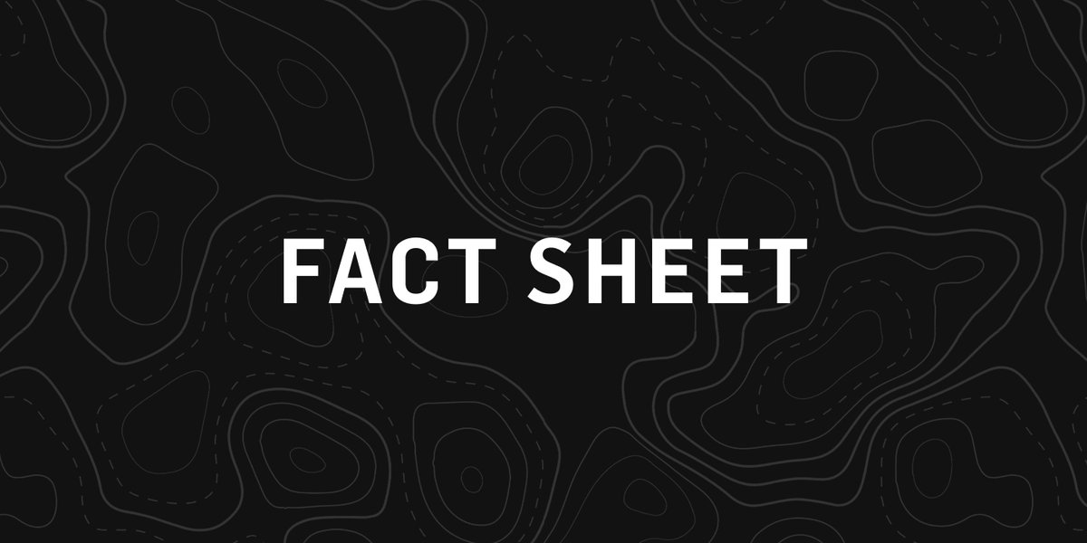 Dark background with topographic contour lines and bold white text reading "Fact Sheet".