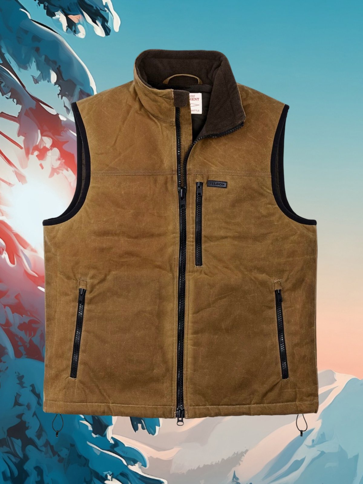 A brown leather vest from Filson.