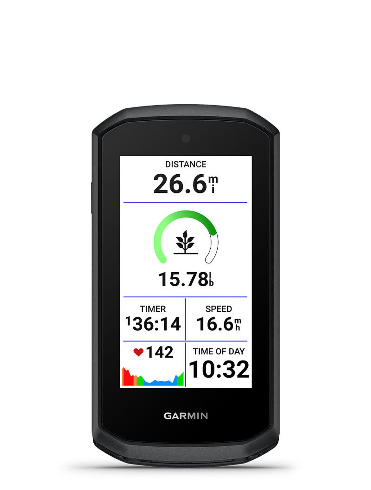 Edge Explore 3 showing ride distance alongside a carbon savings readout