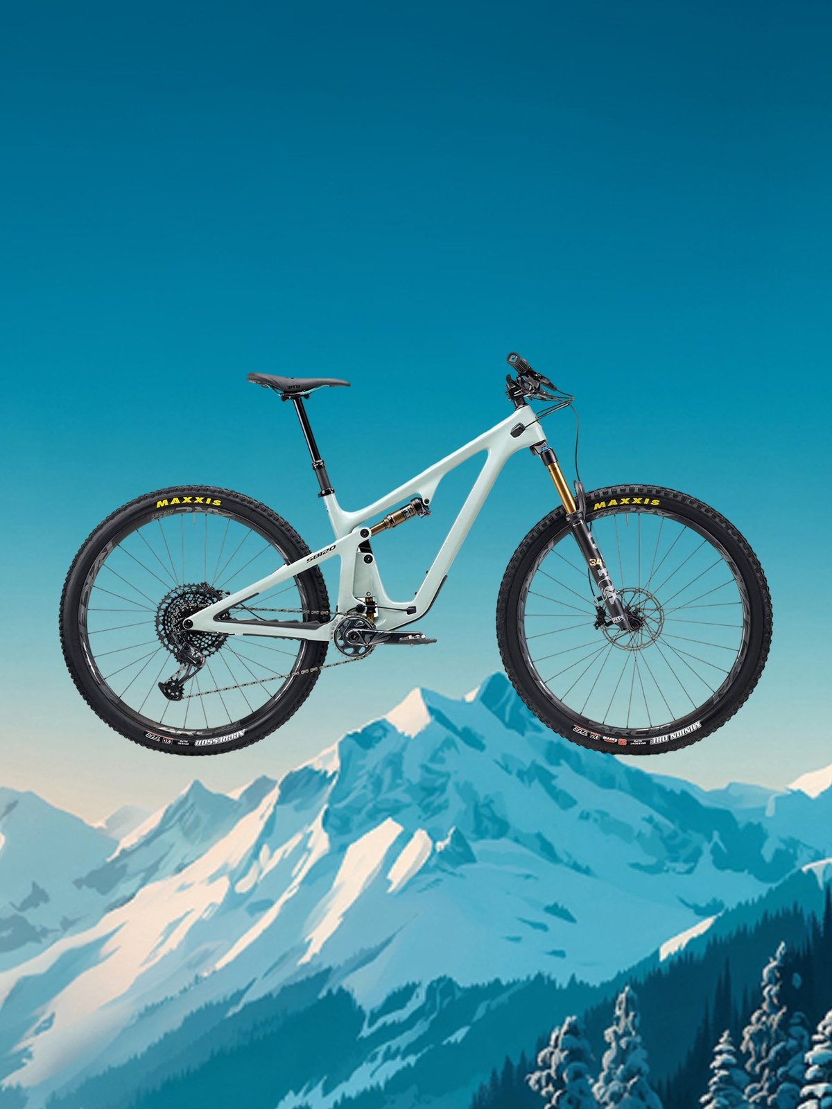 A brand-new full-suspension mountain bike.