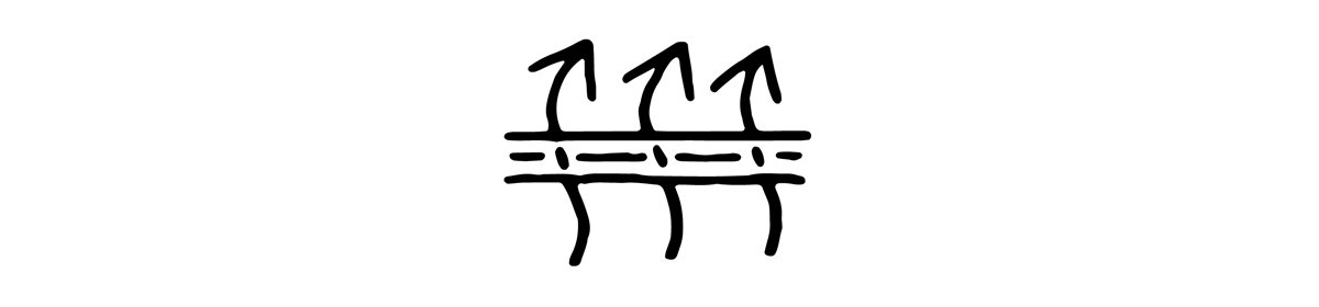 Three stylized upward-pointing arrows with water wave elements representing sustainable outdoor gear and eco-friendly adventure equipment.