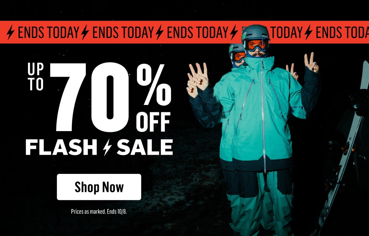 Ends Today! Up to 70% off Flash Sale! Shop Now. Prices as marked. Ends 10/8.
