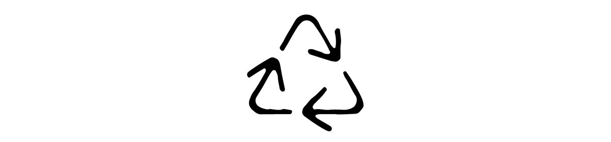 Recycling symbol with three curved arrows forming a triangle, representing sustainability and environmental responsibility for eco-conscious outdoor gear consumers.