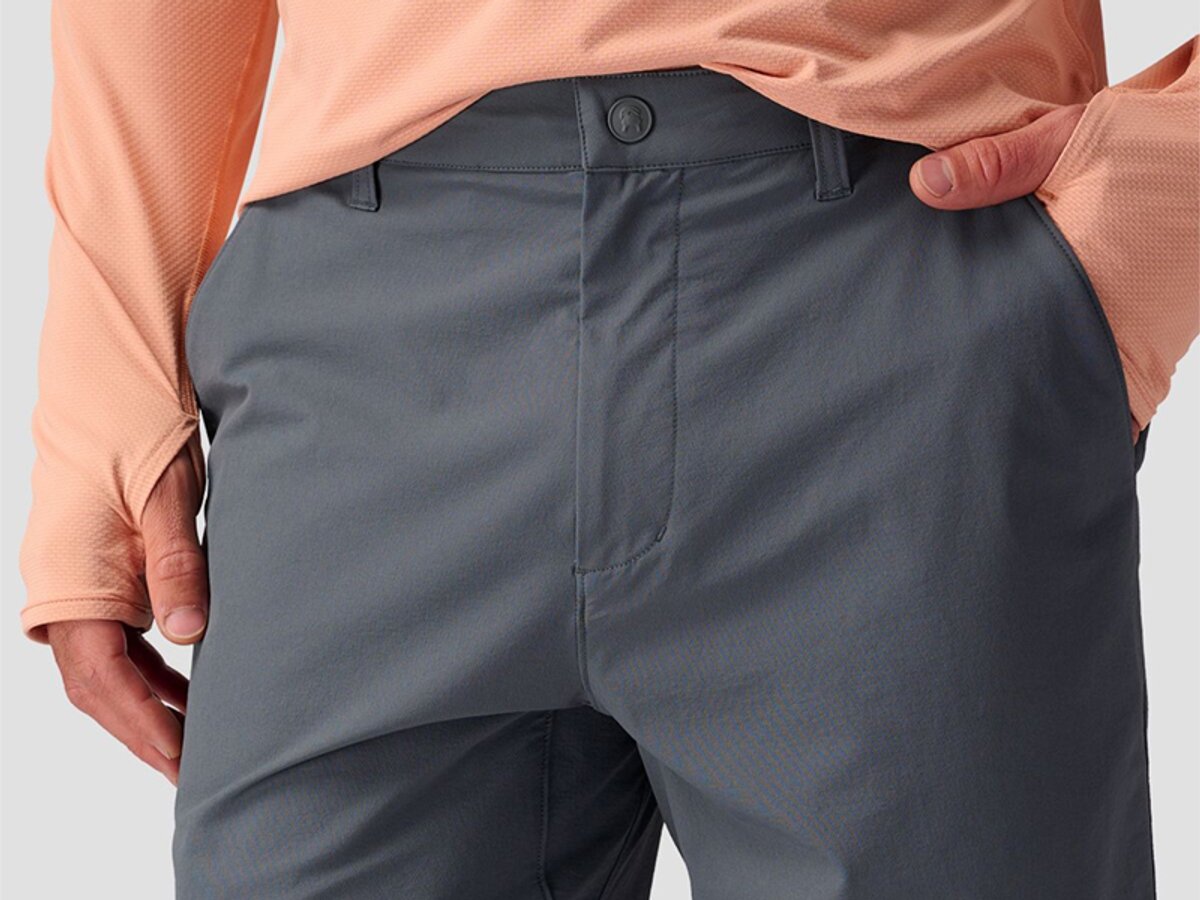 Close-up of shorts fabric showing waistband and face material.